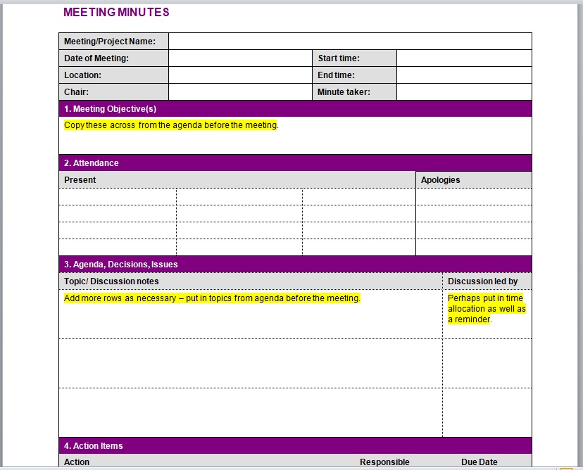 Meeting Minutes Template