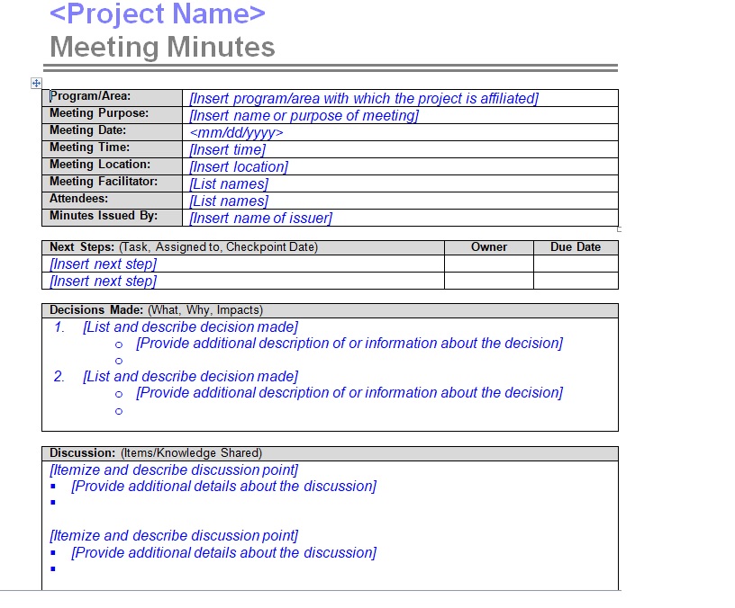 Meeting Minutes Template