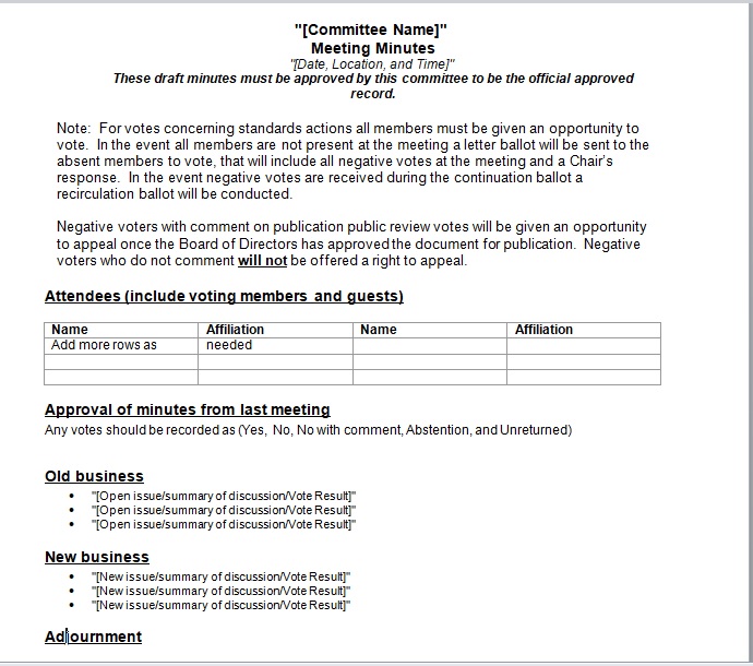 Meeting Minutes Template