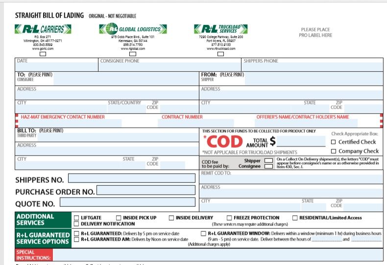 15 Free Bill Of Lading Templates - Free Word Templates