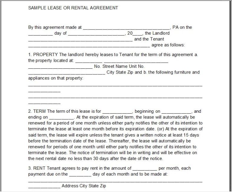 Free Rental Agreement Templates - Free Word Templates
