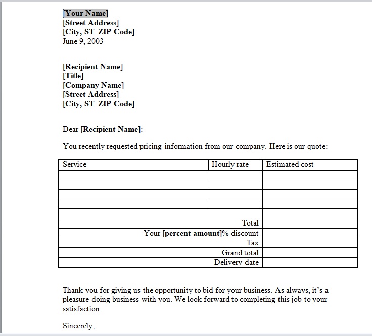 Sales Quotation Templates