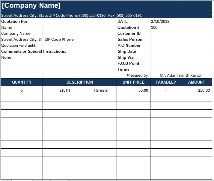 Sales Quotation Templates