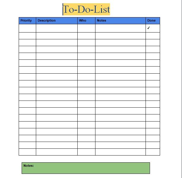 Task List Template