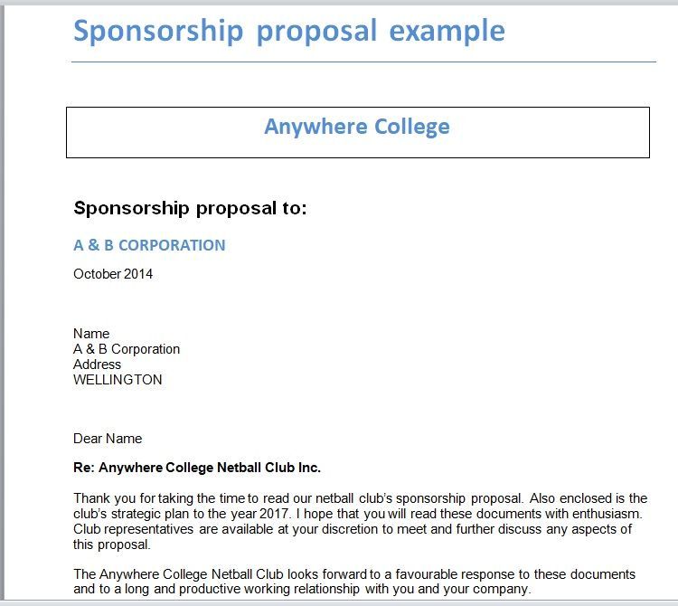 Sponsorship Proposal Template