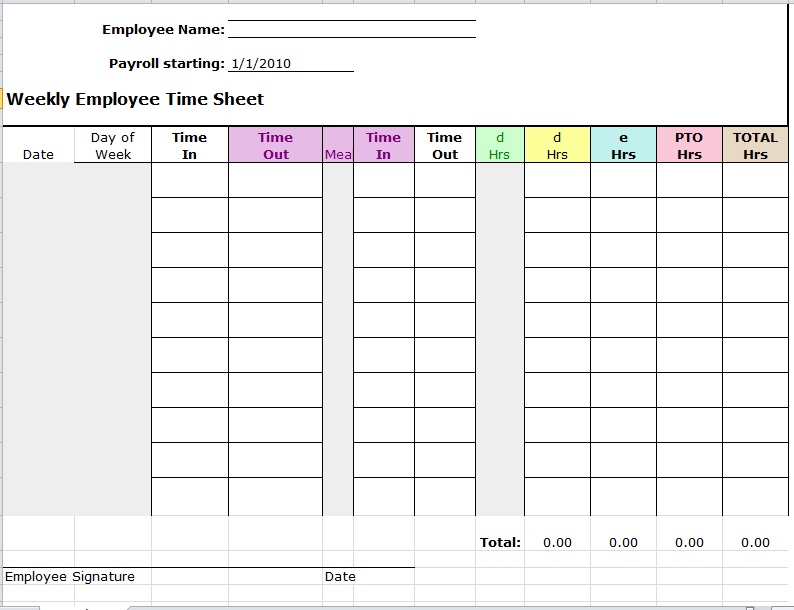 Free Time Sheet Templates - Free Word Templates