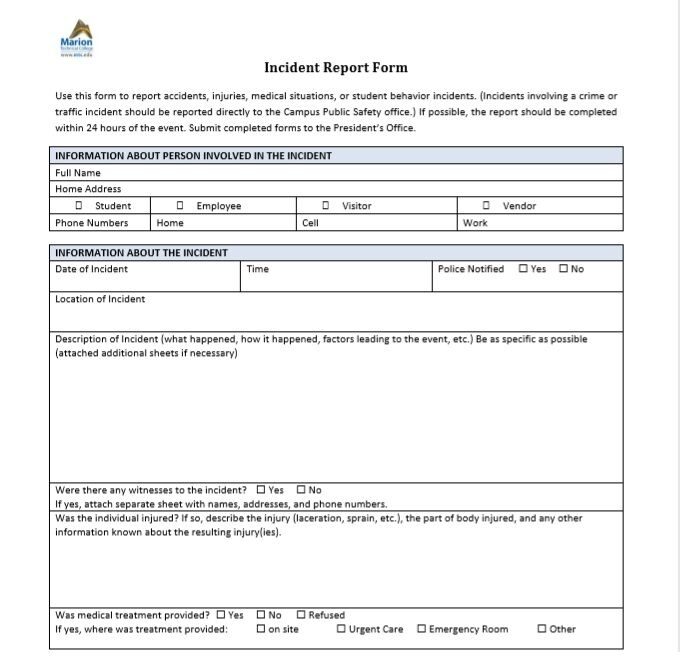 Police Report Template