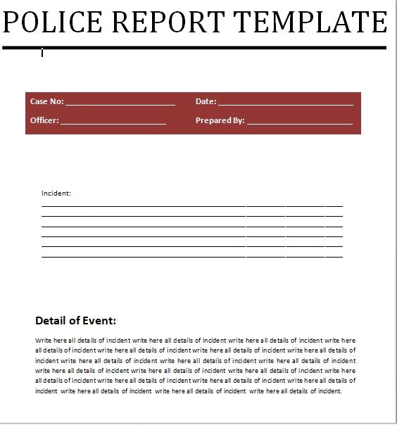 Police Report Template