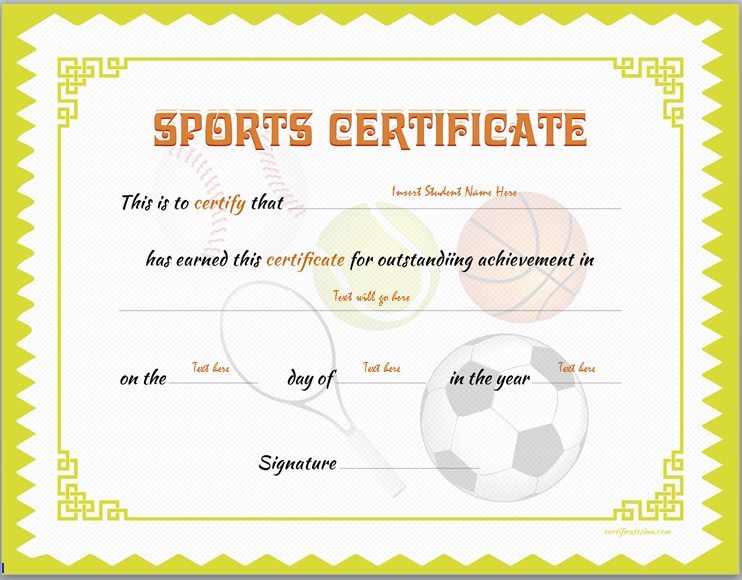 Free Sports Certificate Templates Free Word Templates