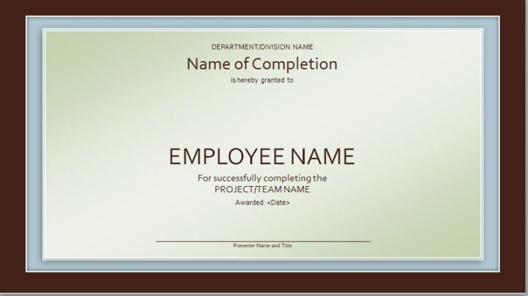 Free Certificate of Completion Templates - Free Word Templates