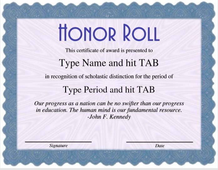 Certificate of Honor Template