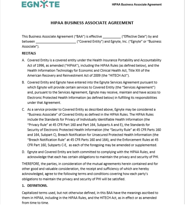 Business Associate Agreement Template