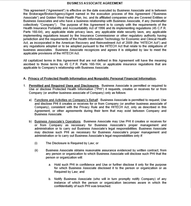 Business Associate Agreement Template