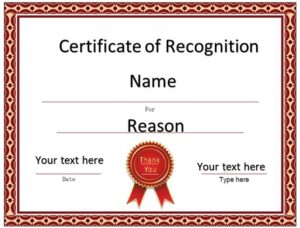 Free Certificate of Recognition Templates