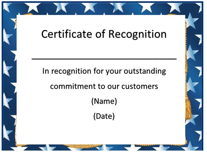 Certificate of Recognition Template