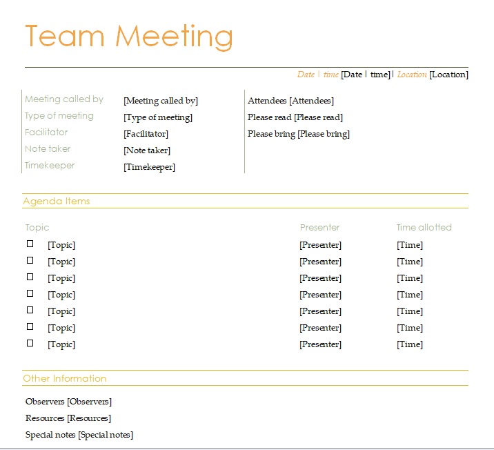 Meeting Agenda Template