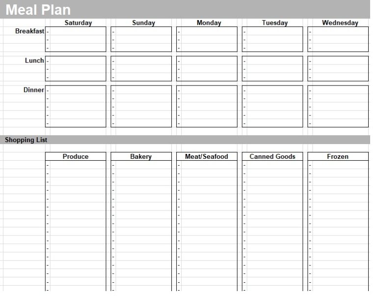 Free Menu Planner Templates - Free Word Templates