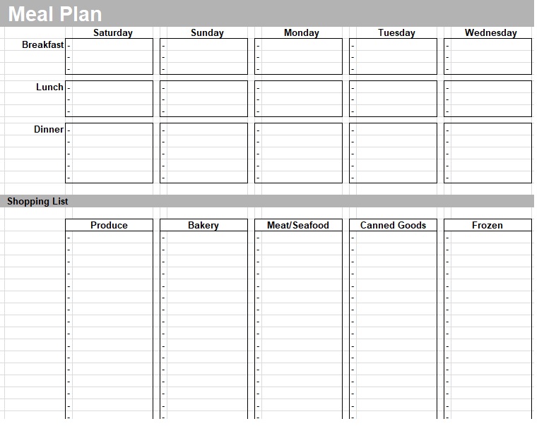 Free Menu Planner Templates - Free Word Templates