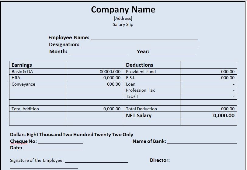 Free Salary Slip Templates or Payslip - Free Word Templates
