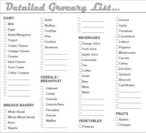 Free Grocery List Templates