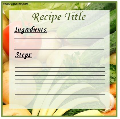 Blank recipe card template