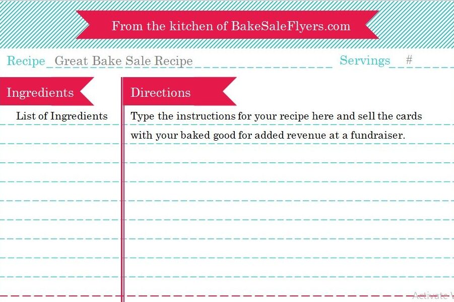 Customizable recipe card design