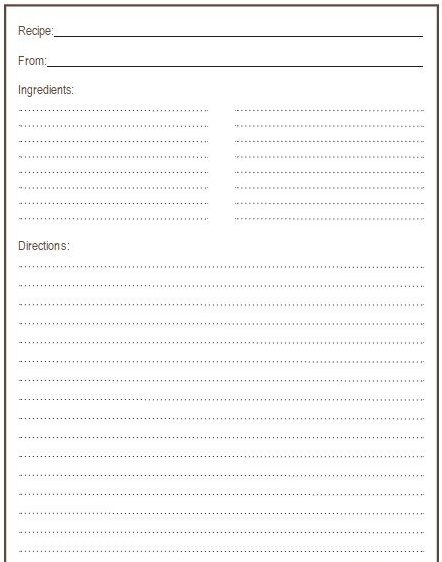 Cute recipe card printable