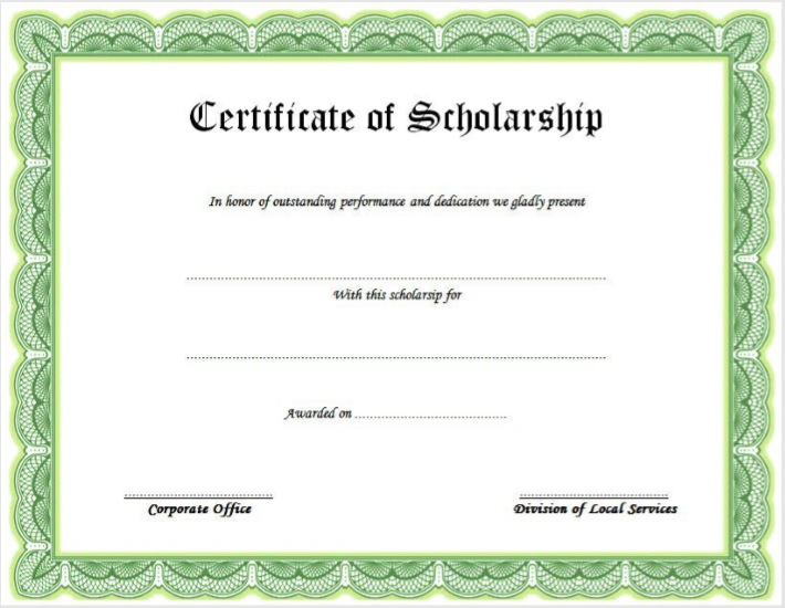 13 Free Scholarship Certificate Templates - Free Word Templates