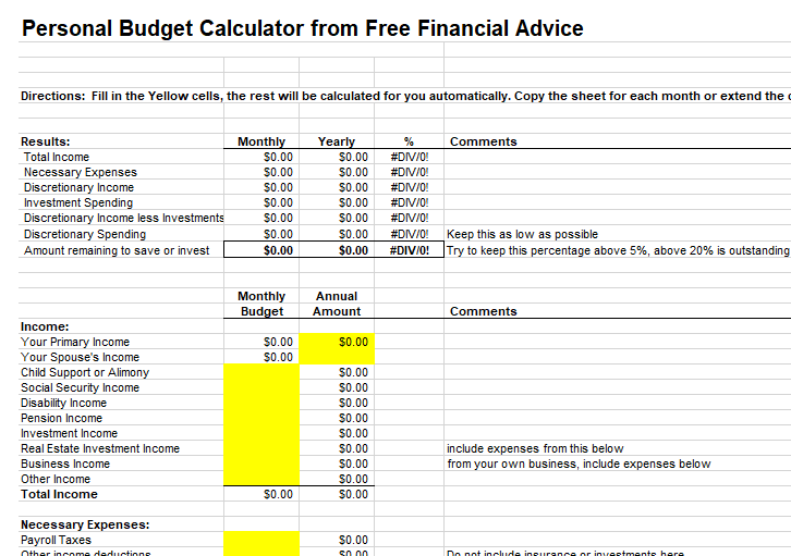 Personal Budget Template