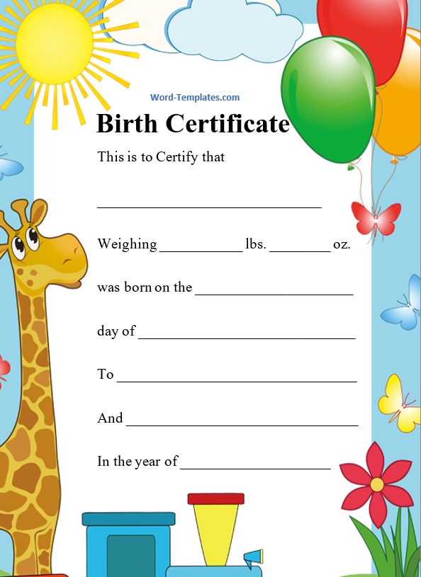 Birth Certificate Template 01