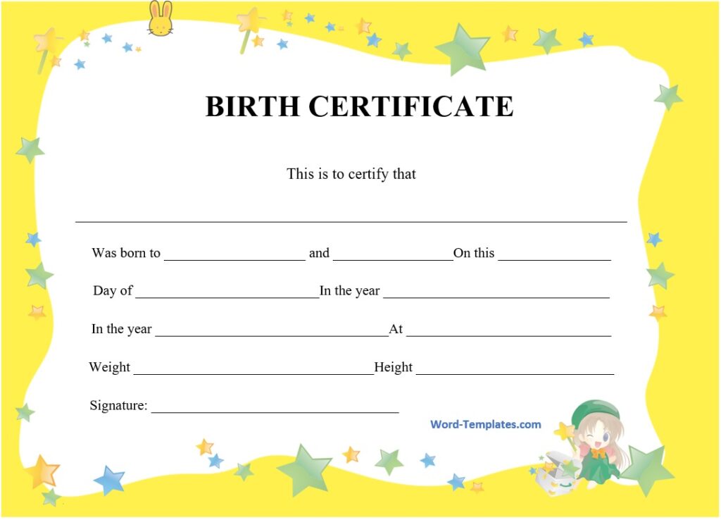 Birth Certificate Template 02