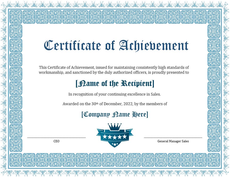 Printable Certificate Templates Free Easy Fully Customizable