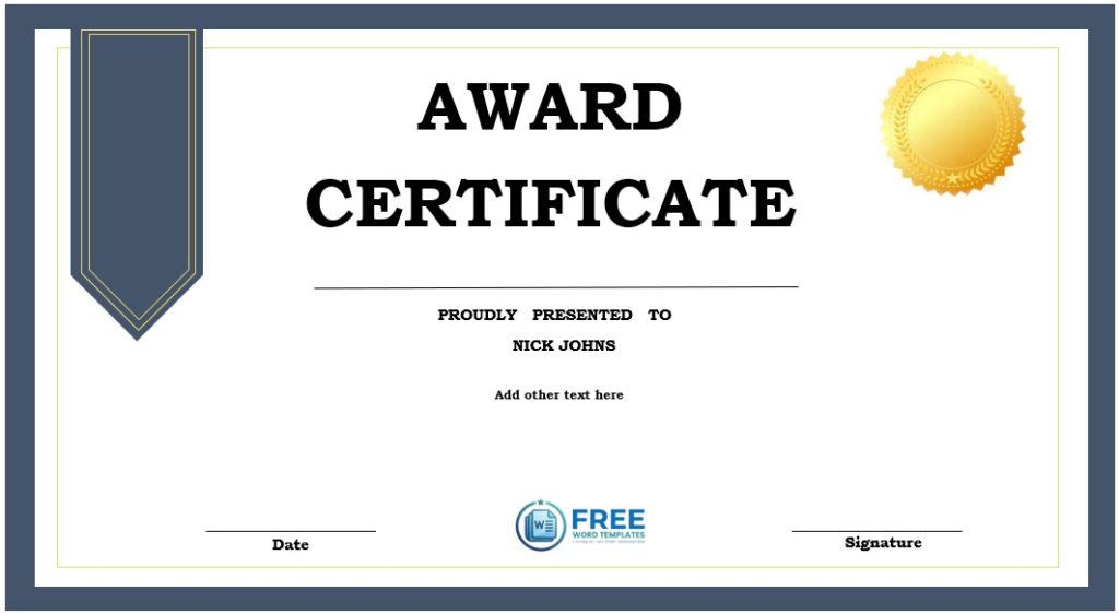 Recognition Award Certificate Template