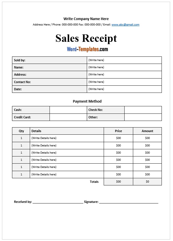 Sales Receipt Template 04