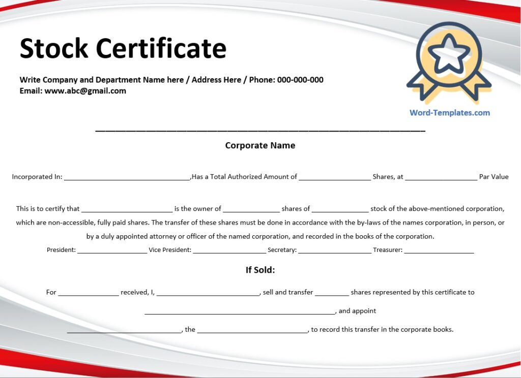 Free Stock Shares Certificate Templates Free Word Templates