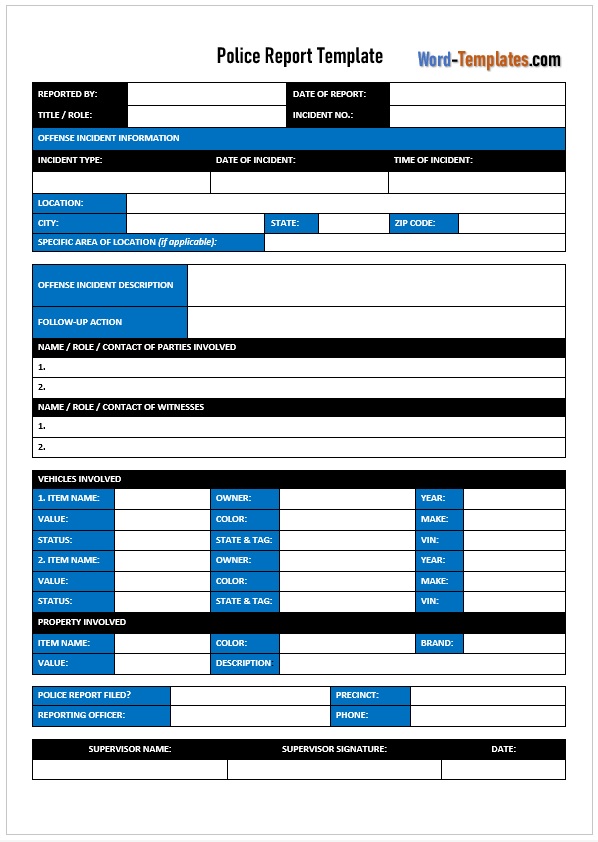 Police Report Template 05