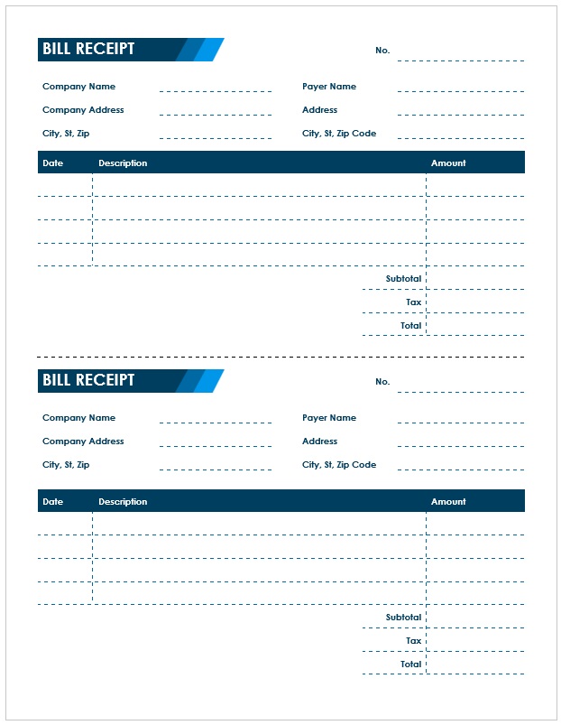 Bill Receipt Template