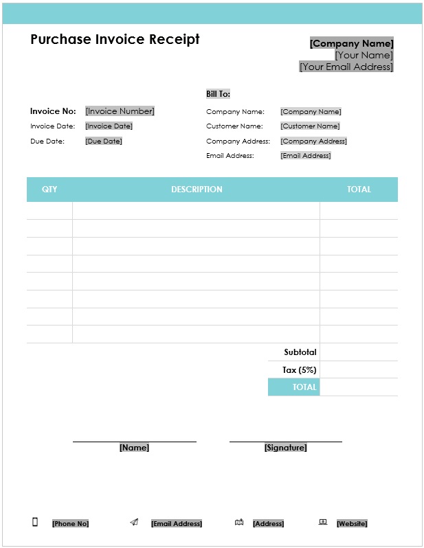 Purchase Invoice Receipt Template