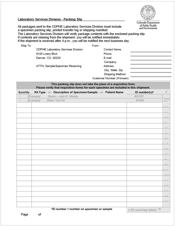 Laboratory Packing Slip Template