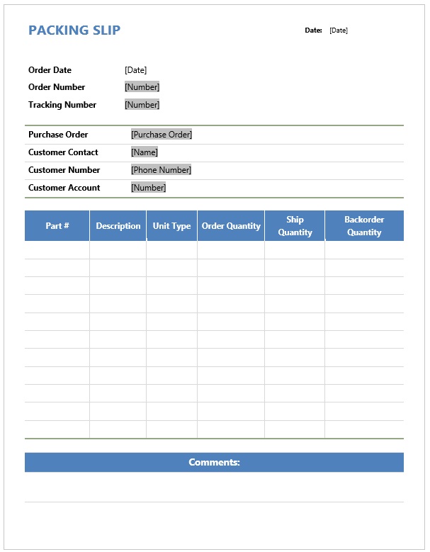 Packing Slip – Blue Theme