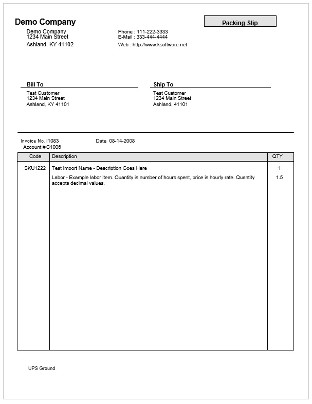 Printable Packing Slip Template