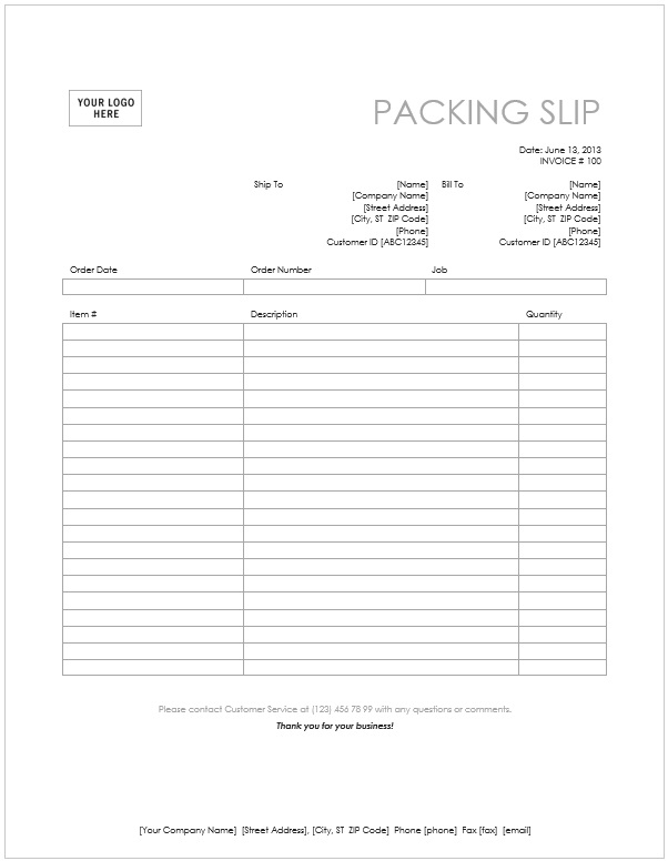 Simple Packing Slip