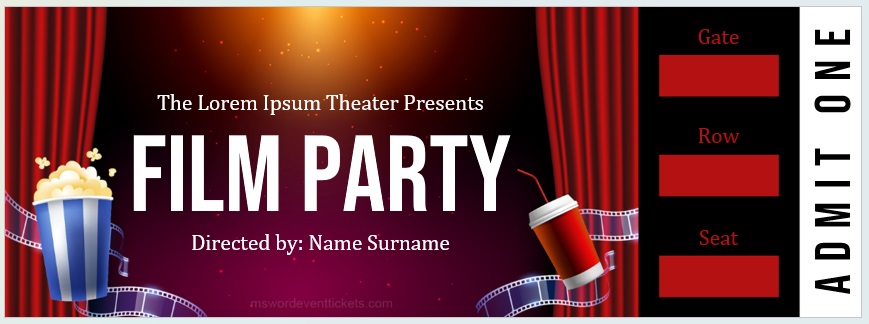 Film Party Event Ticket Template 02