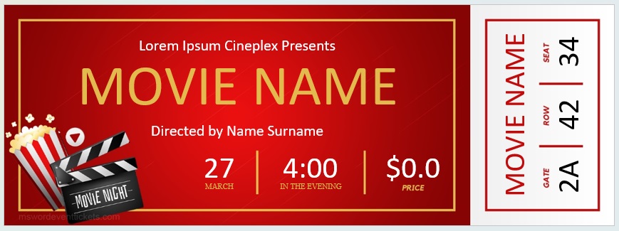 Movie Party Ticket Template 02