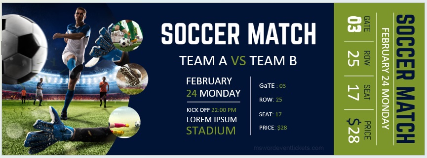 Soccer Match Ticket Template 01
