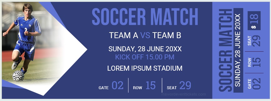 Soccer Match Ticket Template 02