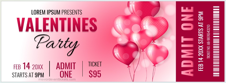Valentines Day Party Ticket Template 01