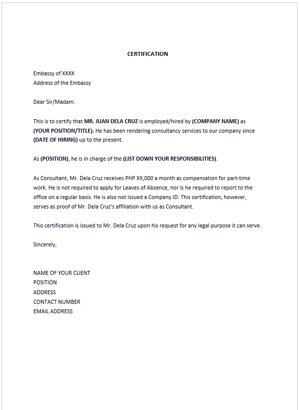 Employment Verification Letter Sample