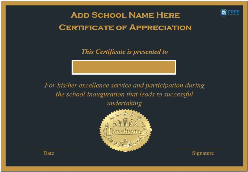 Appreciation Certificate for Students