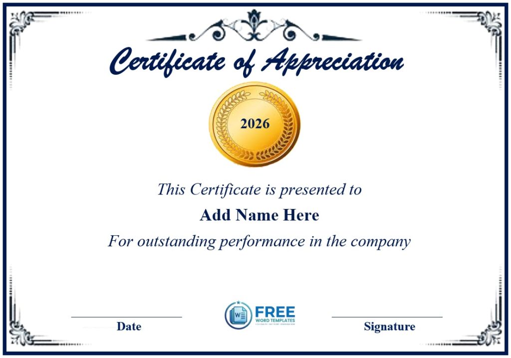 Award of Appreciation Template